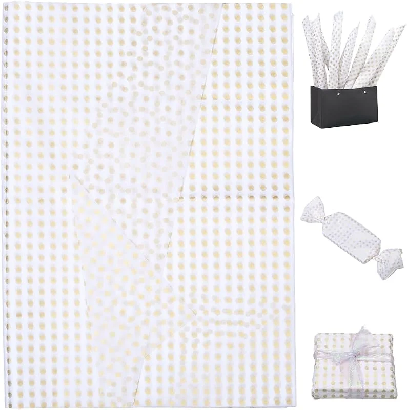Visita la tienda de GORGECRAFT GORGECRAFT 50pz Papel de Seda Metálico de Lunares Dorados 70x50cm para Envolver Regalos Bolsas de Papel Forro de Embalaje para Bodas Cumpleaños Pascua Navidad San Valentín Ramos de Flores Manualidades — Envoltorio regalo