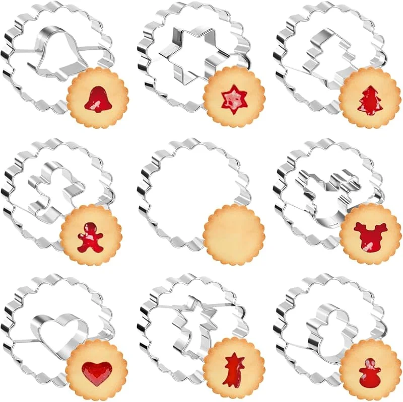Bluelves Navidad Cortadores de Galletas, Moldes de Galletas, Acero Inoxidable Galletas Cortador para Pastel, Cookie, Fondant, para Decoración de Cookie Navidad copo de nieve, muñeco de nieve — Hogar y cocina
