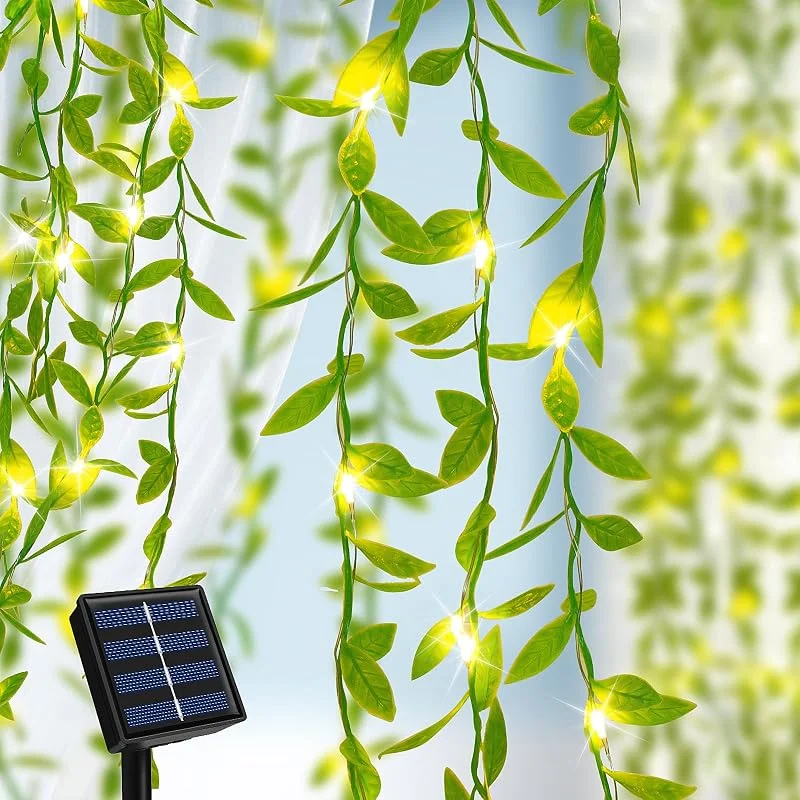 Ninonly Guirnaldas Luces Exterior Solar, 10m 100 LED Luces de Hiedra Artificial Cadena Solares, 8 Modos Guirnalda Hiedra Solar Exterior Impermeable, Cadena Luces Decoración para Jardín Navidad Bodas Festival — Luces Navidad