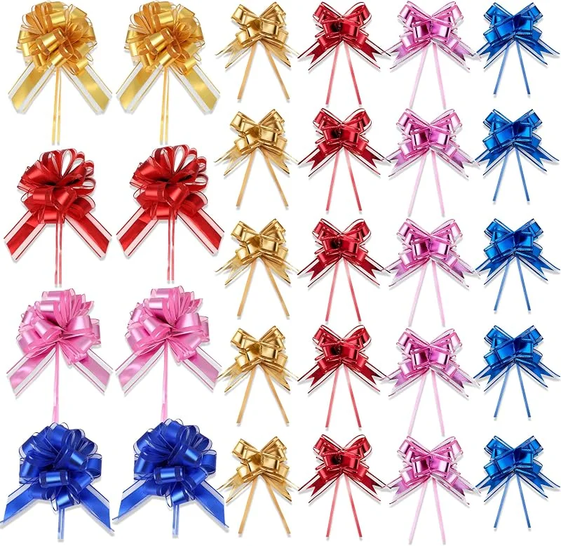 YinnFeen 28 Piezas Lazos de Regalo, Lazos Grandes con Cintas, Lazos Multicolor Tipo Pull Bow para Cajas de Regalo Cumpleaños Boda Fiesta Navidad Decoración de Paquetes Eventos — Envoltorio regalo