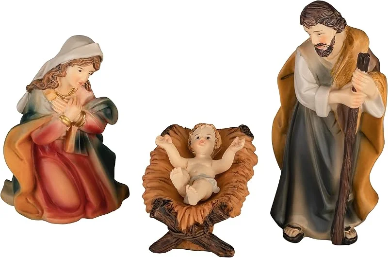 MaMeMi Figuras Sagrada Familia – Altura 11 cm, Pintadas a Mano, María, José y Jesús para Belenes y Decoración Navideña — Decoracion Navidad