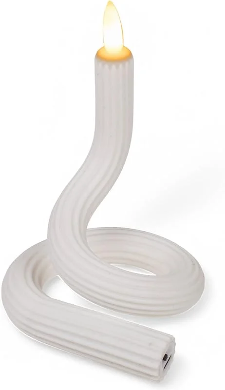 MIJOMA Vela LED de silicona, flexible, recargable, color blanco — Luces Navidad