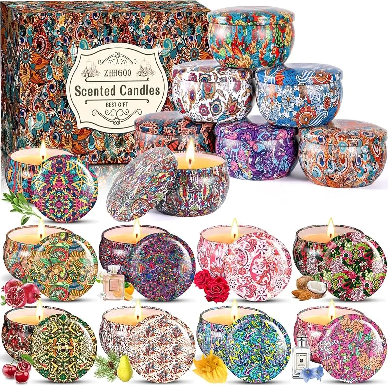 ZHHGOO Velas Perfumadas Regalos Originales para Mujer, 16 Piezas Velas Aromáticas Cera de Soja Natural, Día de la Madre, Velas Decorativas para Cumpleaños, Navidad San Valentín Aniversarios Regalo — Cena a la luz de velas