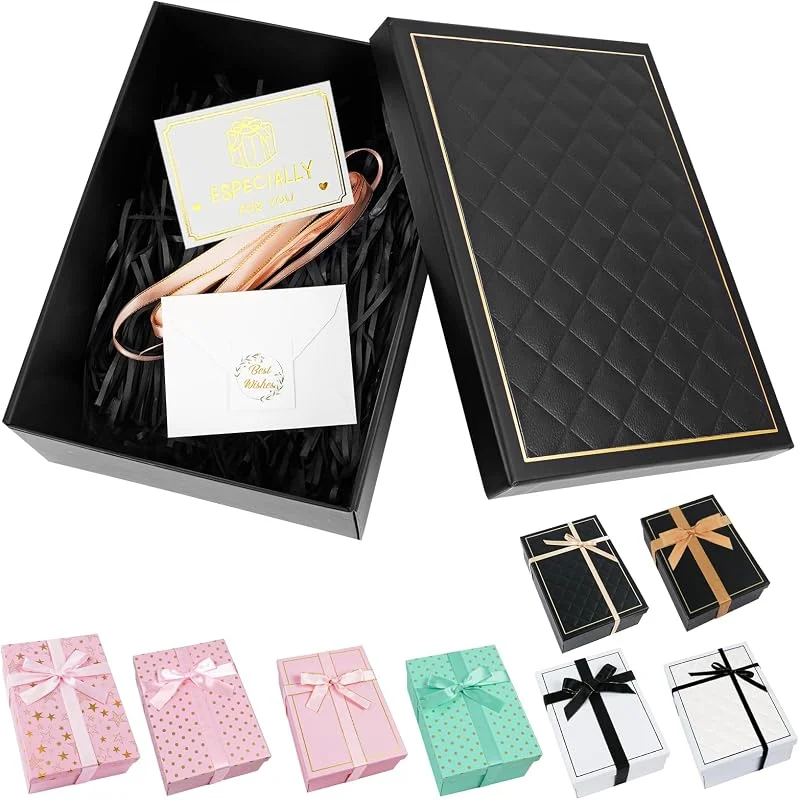 OFFCUP Caja de Regalos Negro, 25×18× 8.5 cm, (Enrejado) — Envoltorio regalo