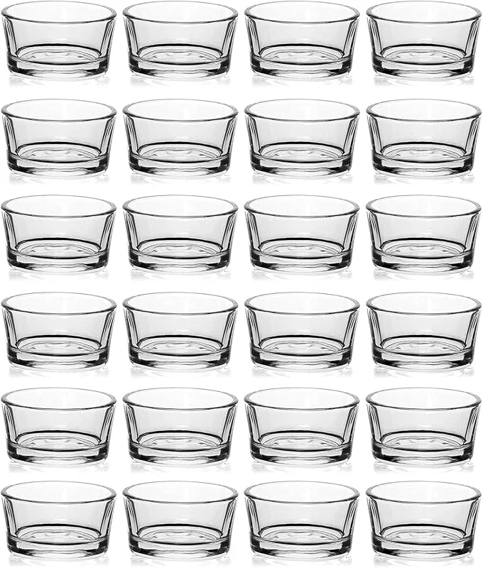 Zuvo Juego de 24 portavelas de Cristal Transparente, 4, 5 cm x 2, 5 cm con Aspecto Lujoso — Cena a la luz de velas