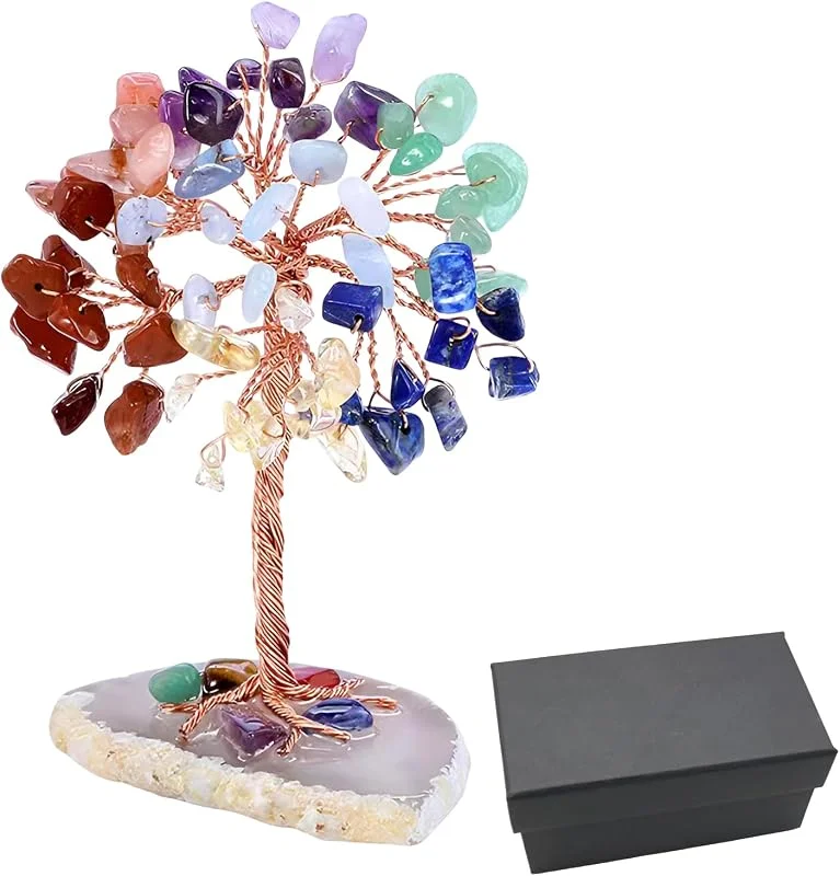 Suuwwn Árbol de la Vida de Cristal，Suuwwn Mini árbol de Cristal Arbol de la Vida Piedras Chakras para curación de Chakras, Feng Shui, Fortuna, Buena Suerte, Riqueza y Prosperidad — Decoracion Navidad