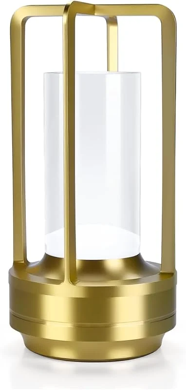 Visita la tienda de MMOBIEL MMOBIEL Lámpara de Mesa Vidrio LED Inalámbrica Redonda de Metal Recargable con Control Táctil, 3 Colores de Luz Regulables, Batería 2000mAh, USB-C para Interior, Exterior, Dormitorio – Oro — Cena a la luz de velas