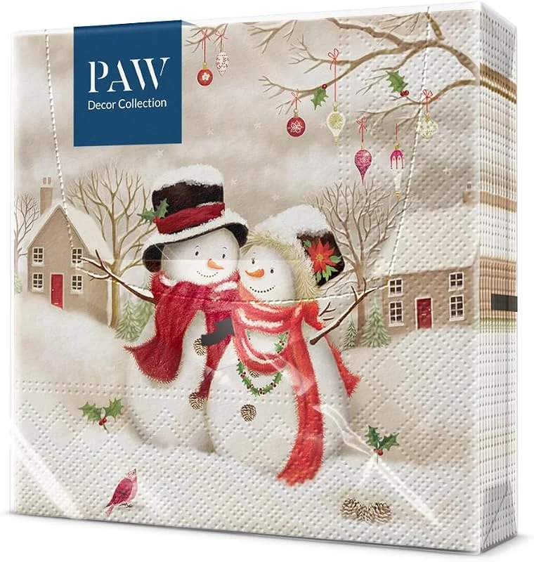Visita la tienda de PAW Decor Collection PAW Servilletas 33 x 33 cm, 20 uds - Familia Nevada — Adviento y mesa