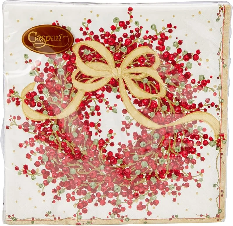 Caspari Entretenimiento con servilletas Caspari Pepper Berry, color rojo, papel, multicolor, Pack de 20 — Adviento y mesa