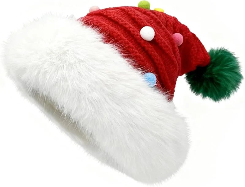 TAGVO Gorro Navidad Adulto, Sombrero Navideño Peluche de Lujo Gorro Santa Claus Sombreros Navideño Invierno Sombrero de Papá Noel para Fiesta Festiva de Año Nuevo — Ropa Navidad