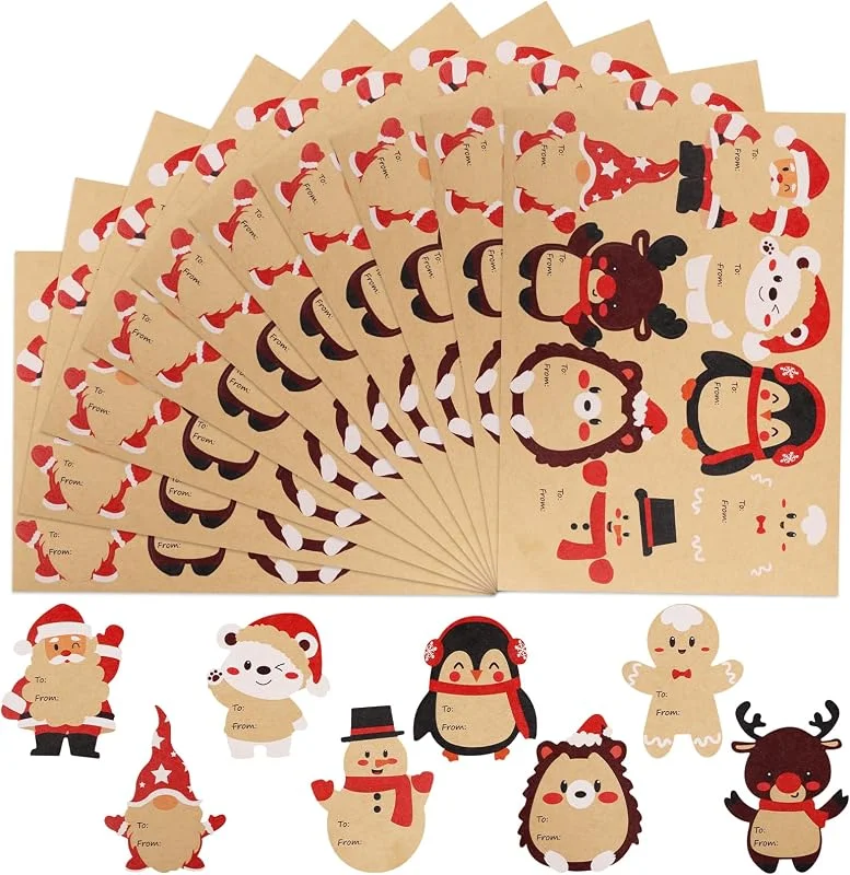 DERAYEE 120 calcomanías de Navidad, etiquetas de regalo, etiquetas de Navidad, etiquetas autoadhesivas de nombre de Navidad, calcomanías para sobres de Navidad, tarjetas, regalos, cajas de regalo — Envoltorio regalo