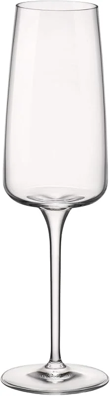 Bormioli Rocco - Conjunto de 6 Copas de Cristal Nexo Flute 24 cl con Cristal Extra Resistente y Corte láser Perlage — Vino y mesa festiva