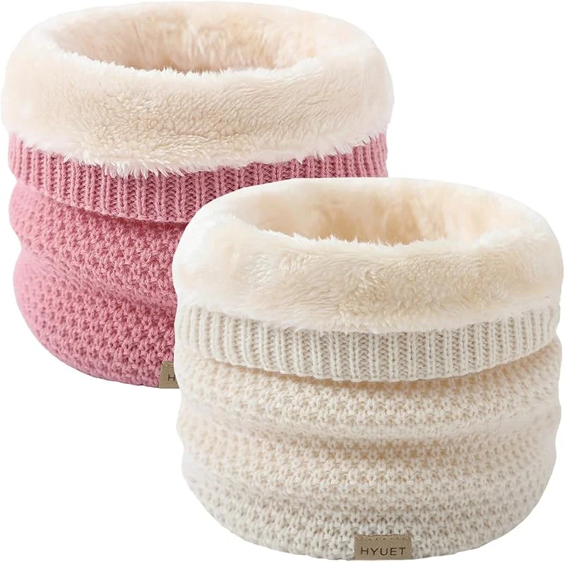 HYUET Bufanda Circular de Punto Grueso Calentador de Cuello Suave Forro Polar Bufanda Térmica Tubo para Cuello Esquiar Motocicleta Bicicleta Senderismo Hombres Mujeres Invierno — Ropa Navidad