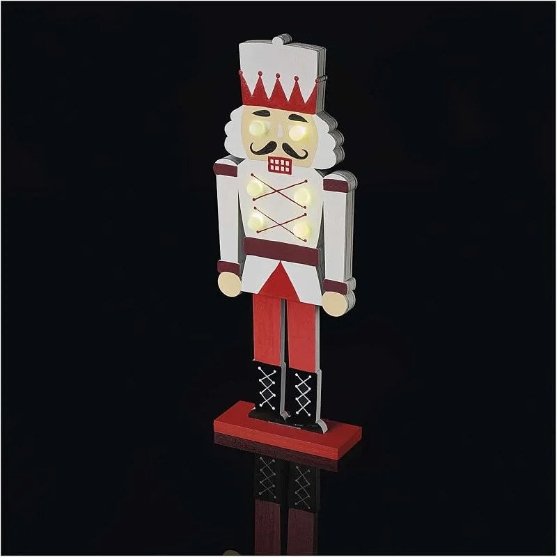 EMOS Cascanueces de Madera de 30 cm, Figura de Navidad Luminosa con LED, decoración Tradicional de Navidad, Figura de Soldado – Funciona con Pilas (Incluye CR2032) – Blanco cálido – para Interiores — Decoracion Navidad