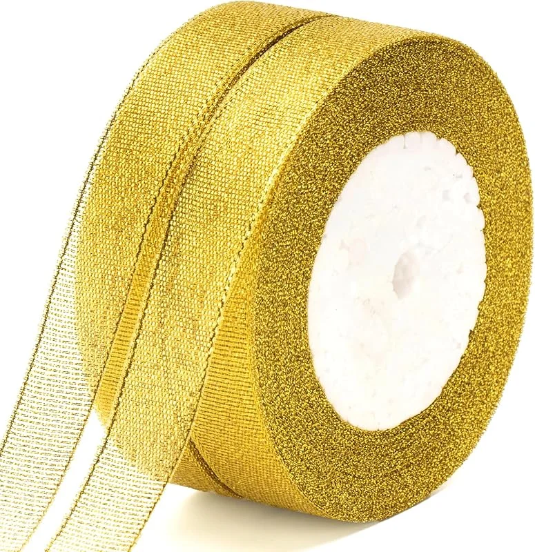 Visita la tienda de G2PLUS G2PLUS Cinta Organza Dorada, 20mmx44m Cinta de Navidad, Cintas Regalo — Envoltorio regalo