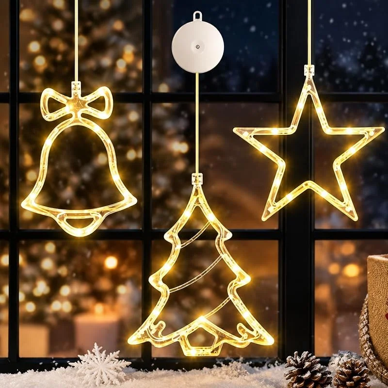 LuminaVerde 3 piezas decoración navideña, decoración navideña para ventana, estrella de Navidad — Decoracion Navidad