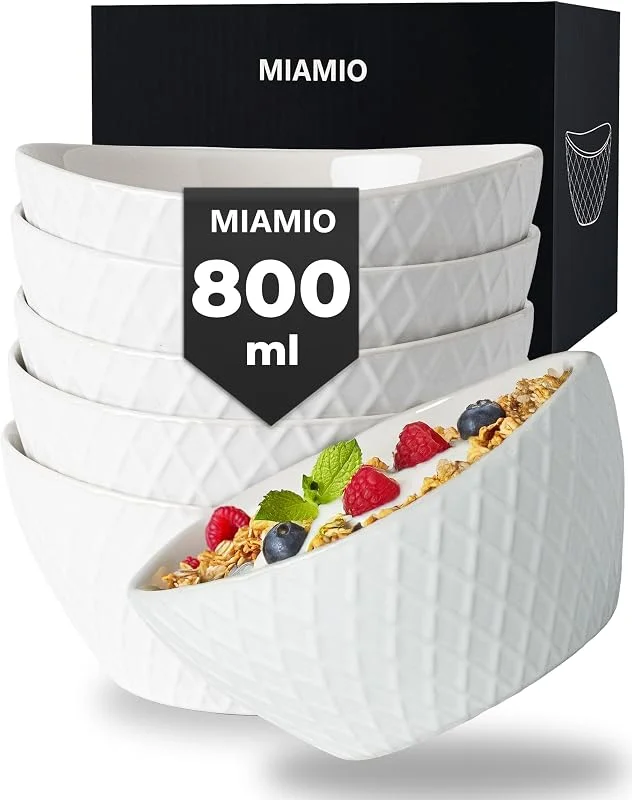 Visita la tienda de MIAMIO MIAMIO - set de 6 cuencos cerámicos 800 ml Palmanova (Blanco) para cocina — Adviento y mesa