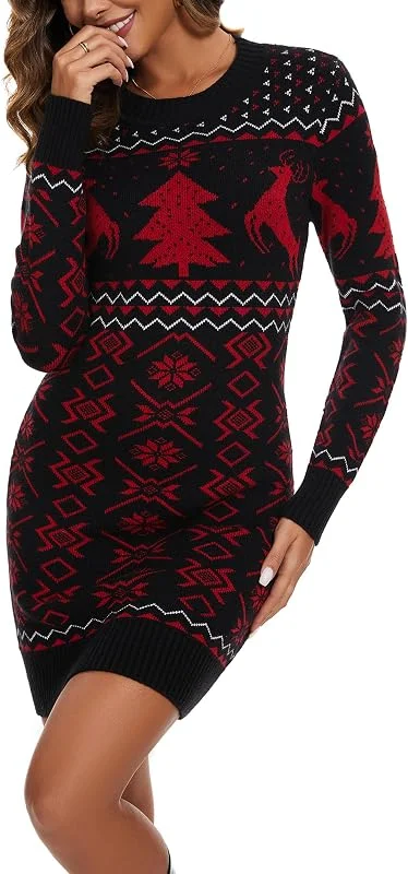 Visita la tienda de Bresdk Bresdk Vestido Mujer Vestidos Suéter Navideño de Punto Mujer Invierno — Ropa Navidad
