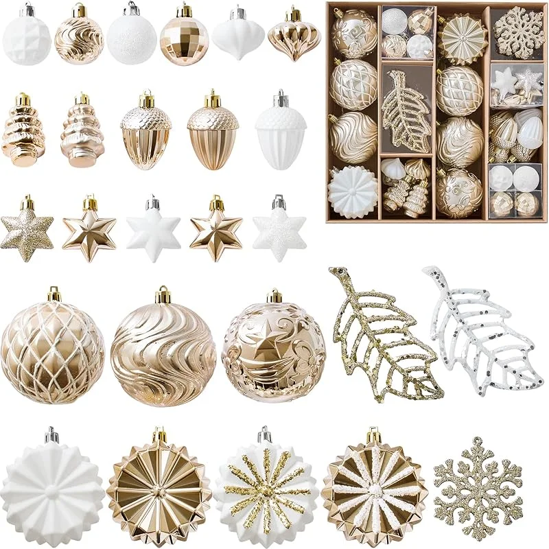 ChromLives 62 Pcs Bolas de Navidad 8cm Bolas de Decoracion Arbol'Navidad (Oro Champán) — Decoracion Navidad