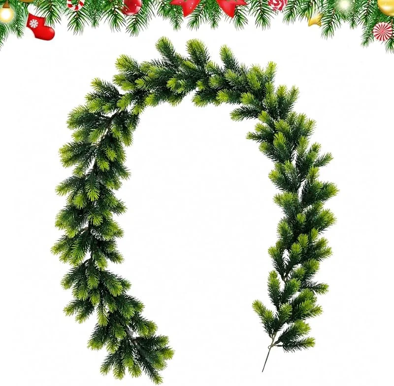 Realoutlet Guirnalda de Abeto Artificial Verde 198cm, Generisch Ramas de Pino Artificial, Abeto Guirnalda de Cedro Guirnalda de Cedro decoración Navidad Abeto Verde Invierno — Decoracion Navidad