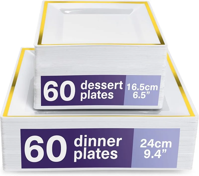Visita la tienda de MATANA MATANA 120 Platos de Plástico Cuadrados Blancos Premium con Borde Dorado - 2 Tamaños: 24cm y 16cm - Elegantes, Reutilizables y Resistentes - Bodas, Cumpleaños, Navidad, Fiestas — Adviento y mesa