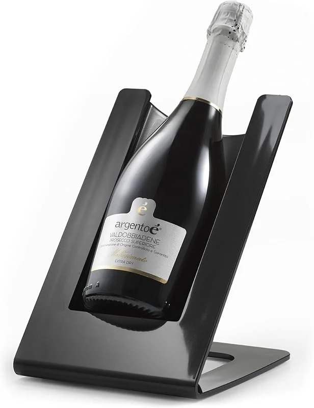 argentoè Gelette Enfriador de Botellas de Vino - Soporte Refrigerante y Glacette Térmica de Mesa - Expositor para Cava y Champagne Sin Hielo - Diseño Made in Italy (Negro) — Vino y mesa festiva
