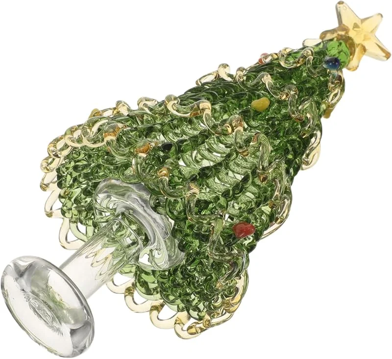 PRETYZOOM Adorno de Árbol de Navidad de Cristal Verde para Mesa — Decoracion Navidad