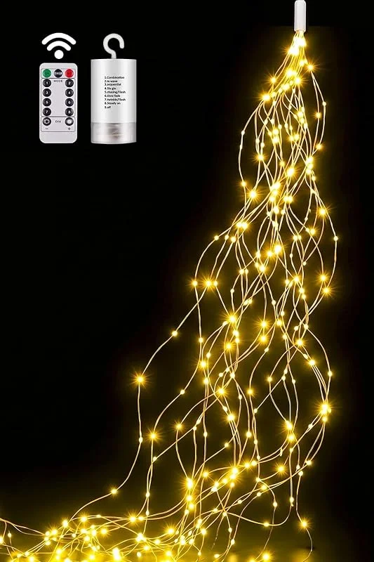 Visita la tienda de Dekofun 1m Luces Cascada Árbol Navidad con Pila, 100LED Blanco Cálido — Luces Navidad