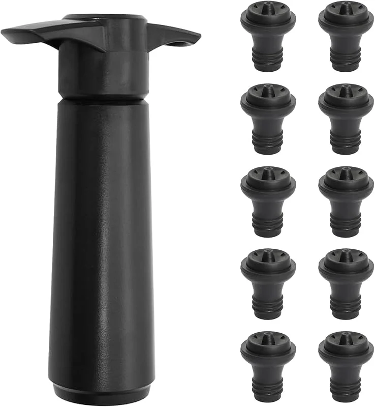 Godneei Set de Bomba de Vacío Wine Saver con 10 Tapones Reutilizables, Tapon Vino, Mantén tu Vino Fresco por Más Tiempo — Vino y mesa festiva