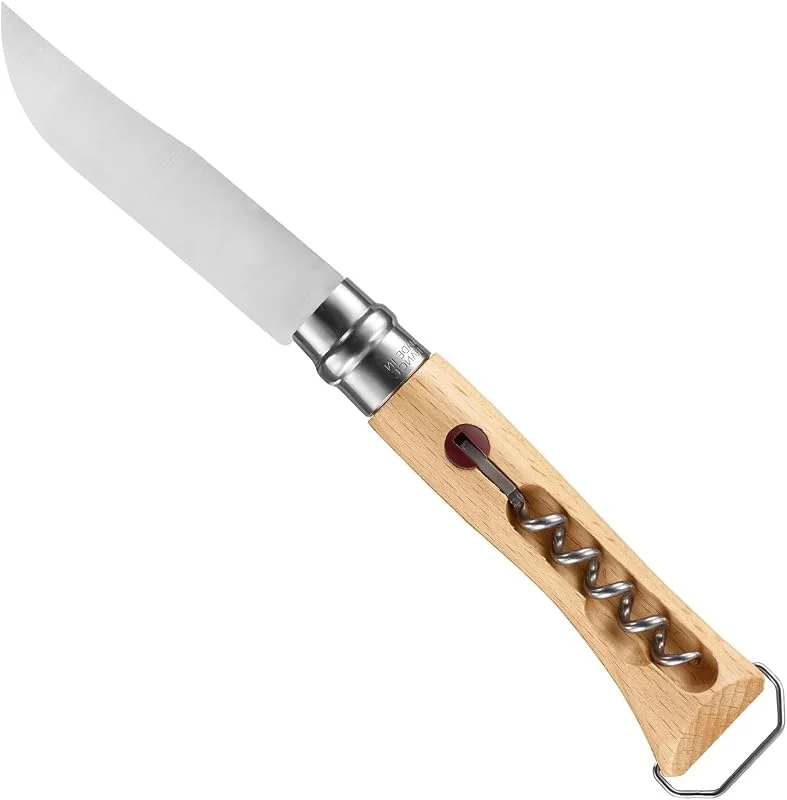 Visita la tienda de OPINEL Opinel - N°10 Cuchillo Sacacorchos y Abrebotellas para Picnic - Hoja de 10 cm de Acero Inoxidable, Mango de Madera de Haya, Anillo de Seguridad Virobloc, Fabricación Francesa — Vino y mesa festiva
