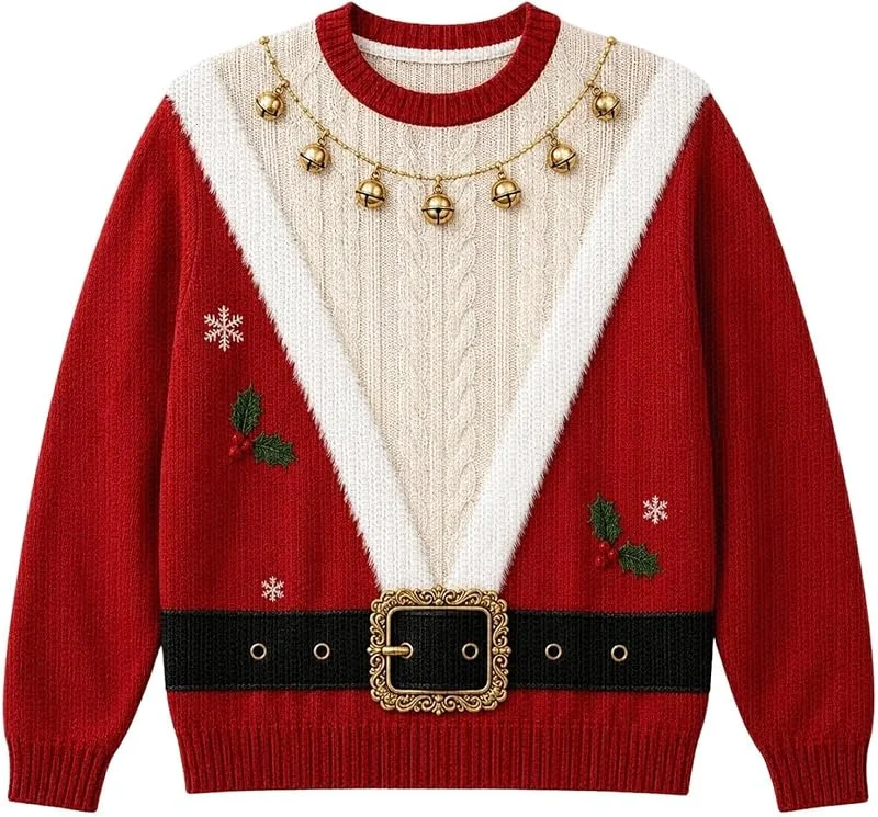 Generic Suéteres navideños divertidos con estampado de Papá Noel para mujer — Ropa Navidad