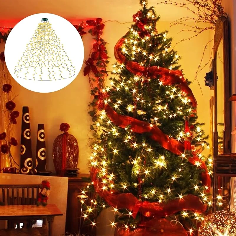 GARITE Luces Arbol Navidad, 2m * 400 LEDs 16 Cadena con 8 Modos de Luz, IP44 Impermeable Luces Led para Interior, Blanco Cálido — Luces Navidad