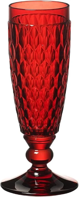 Villeroy & Boch Boston Coloured Champán Cristal, Resistente Biselado, Cristal, Rojo, 16.3 x 6 x 6 cm, 1 Pieza — Vino y mesa festiva