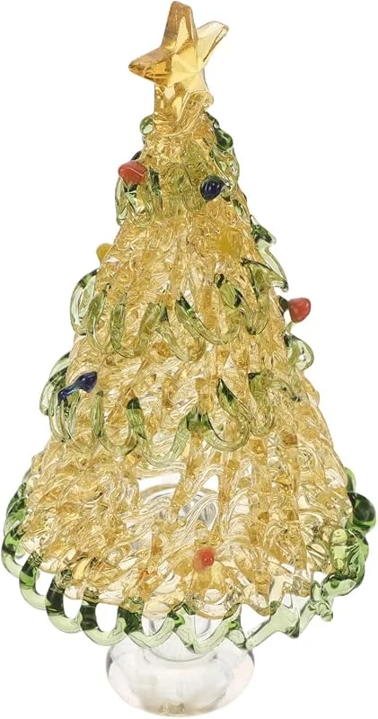 PRETYZOOM Adorno de Cristal para Árbol de Navidad, Figura de Vidrio Amarillo — Decoracion Navidad