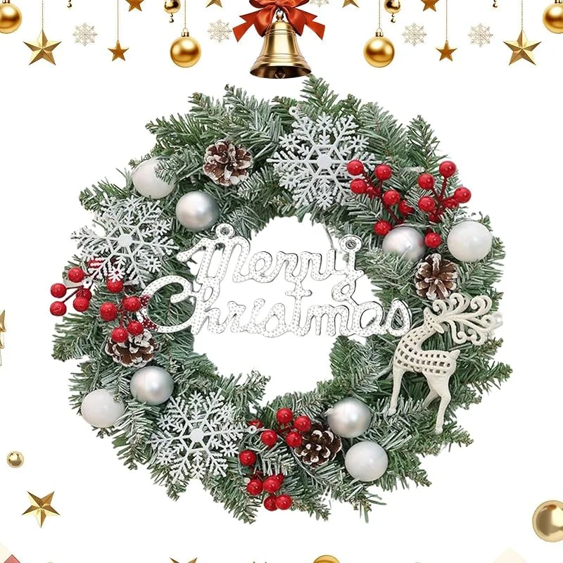 Generisch Guirnalda de Navidad para puerta delantera de 40 cm con piñones de bayas — Decoracion Navidad