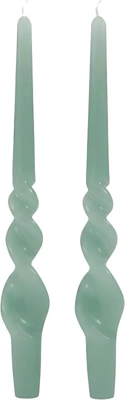 Cereria Di Giorgio Juego de 4 velas artesanales con espiral Voluta - Altura 30 cm - Gris Verde, Vintage Green- Cereria Di Giorgio — Cena a la luz de velas
