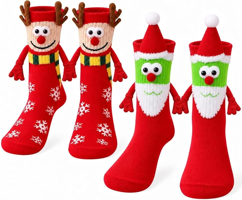 yisight 2 pares de calcetines divertidos de Navidad, calcetines de Navidad con — Decoracion Navidad