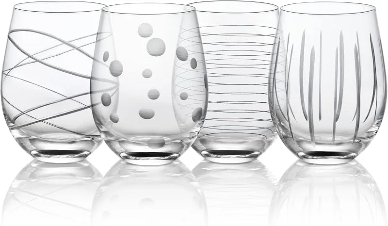 Visita la tienda de Joeyan Joeyan 520ml Copas de Vino Grabadas sin Pie, Set de 4, Apto lavavajillas — Vino y mesa festiva