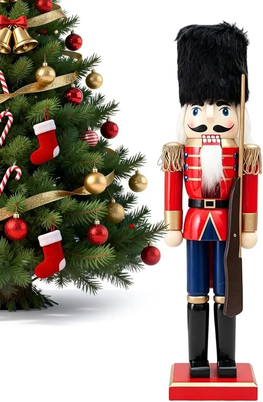 Genérico Estatua de Cascanueces de Madera Navideño de 38 cm para Centro de Mesa — Decoracion Navidad