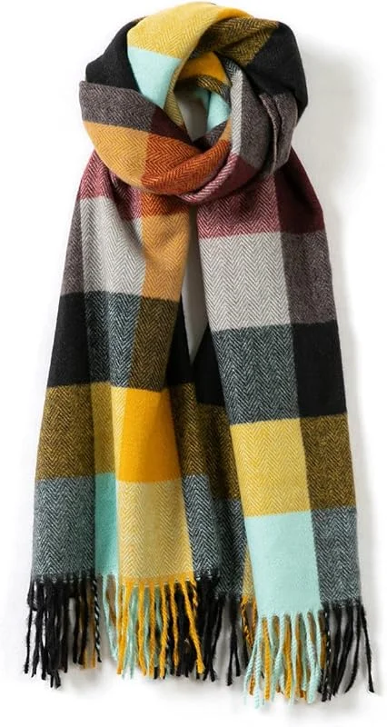 Villand Bufanda de lana para mujer - Bufandas de cuadros de invierno con tacto de cachemira para mujer con caja de regalo — Ropa Navidad