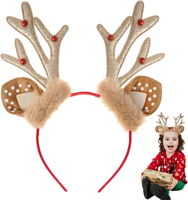 TAXTYHRE Diademas Navideñas, Diadema Reno Navidad, con Cuernos e Orejas de Reno, Christmas Headband, Decoraciones Navideñas, para Niños y Adultos Carnaval Fiestas de Navidad Cosplay — Ropa Navidad