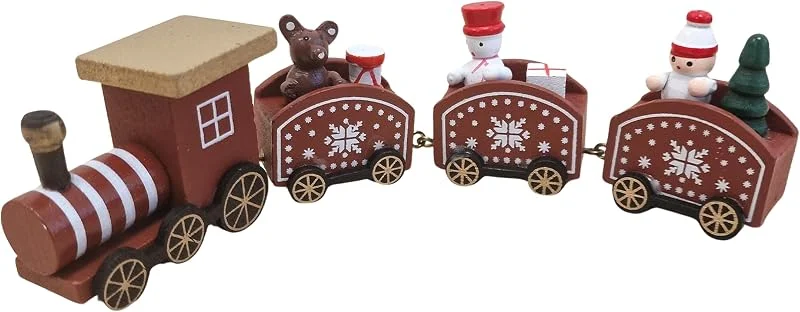 Visita la tienda de Logbuch-Verlag Tren de Madera navideño, 4 Piezas: decoración Navidad hogar Invierno y adviento, Figuras Papá Noel, muñeco de Nieve, Oso y árbol, Adorno clásico Rojo Blanco Dorado, 19, 5 cm — Decoracion Navidad