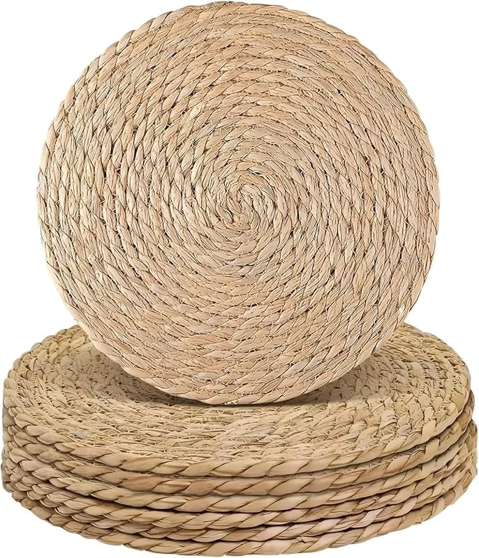 Visita la tienda de comfoyar comfoyar Juego de 6 Manteles Individuales Trenzado Redondo Natural, Salvamanteles Individuales de Manteles Resistente al Calor para Cocinas y Comedores Decoración de Mesas para Fiestas 33cm — Hogar y cocina