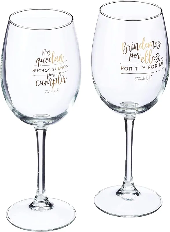 Visita la tienda de Mr. Wonderful Mr. Wonderful Set de 2 Copas de Vino para Novios: Nos quedan Muchos sueños por Cumplir, 47cl, Multicolor, Talla única, 2 — Vino y mesa festiva