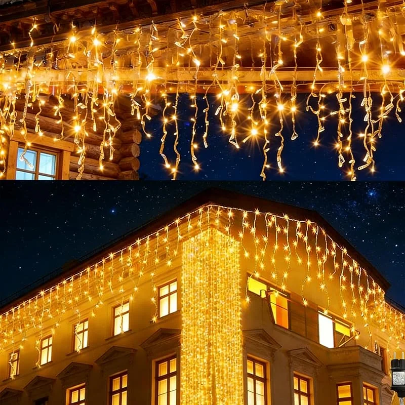 PAWARSO Guirnaldas Luces, 10m 400LED Luces de Cadena, 8 Modos Luz de Carámbano, Luces De Hadas De Lluvia De Hielo Para Exteriores para Interiores y Exteriores, Navidad — Luces Navidad