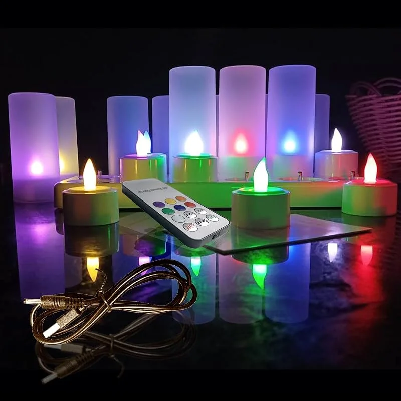 Visita la tienda de QSPORTPEAK Velas eléctricas y LED sin Llama con Mando a distancia y sin llama, Base recargable, Para fiestas, Día de San Valentín, Halloween, decoración para Navidad, bodas (12 unidades con copas esmeriladas) — Luces Navidad