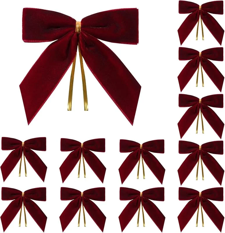NUOGUAYI Lazos para Árbol De Navidad, Adornos para árbol de Navidad, Lazos De Cinta De Terciopelo, Lazos de Guirnalda de Terciopelo, para árbol de Navidad, Guirnalda, Envoltura de Regalos, Bodas — Envoltorio regalo