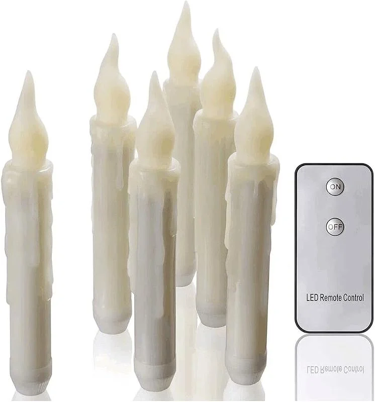 zalati Velas cónicas LED 12 piezas Luces parpadeantes sin llama con control remoto Fuente de alimentación de batería para Halloween Árbol de Navidad Fiesta de boda en casa - Luz cálida — Luces Navidad