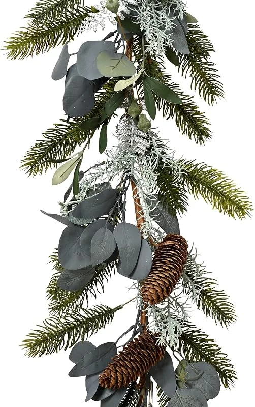 Kaemingk Guirnalda decorativa artificial de 1, 8 m x 15 cm, guirnalda artificial con ramas de abeto y hojas de eucalipto, guirnalda decorativa de Navidad, guirnalda de Navidad, guirnalda de decoración de — Decoracion Navidad