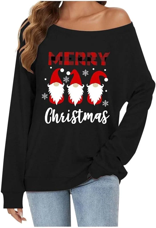 Genérico Jersey de Navidad para Mujer, Divertido suéter navideño Ugly Christmas Sweater Cuello Redondo Camiseta Manga Larga Sudadera Feo Sudadera de Navidad — Ropa Navidad